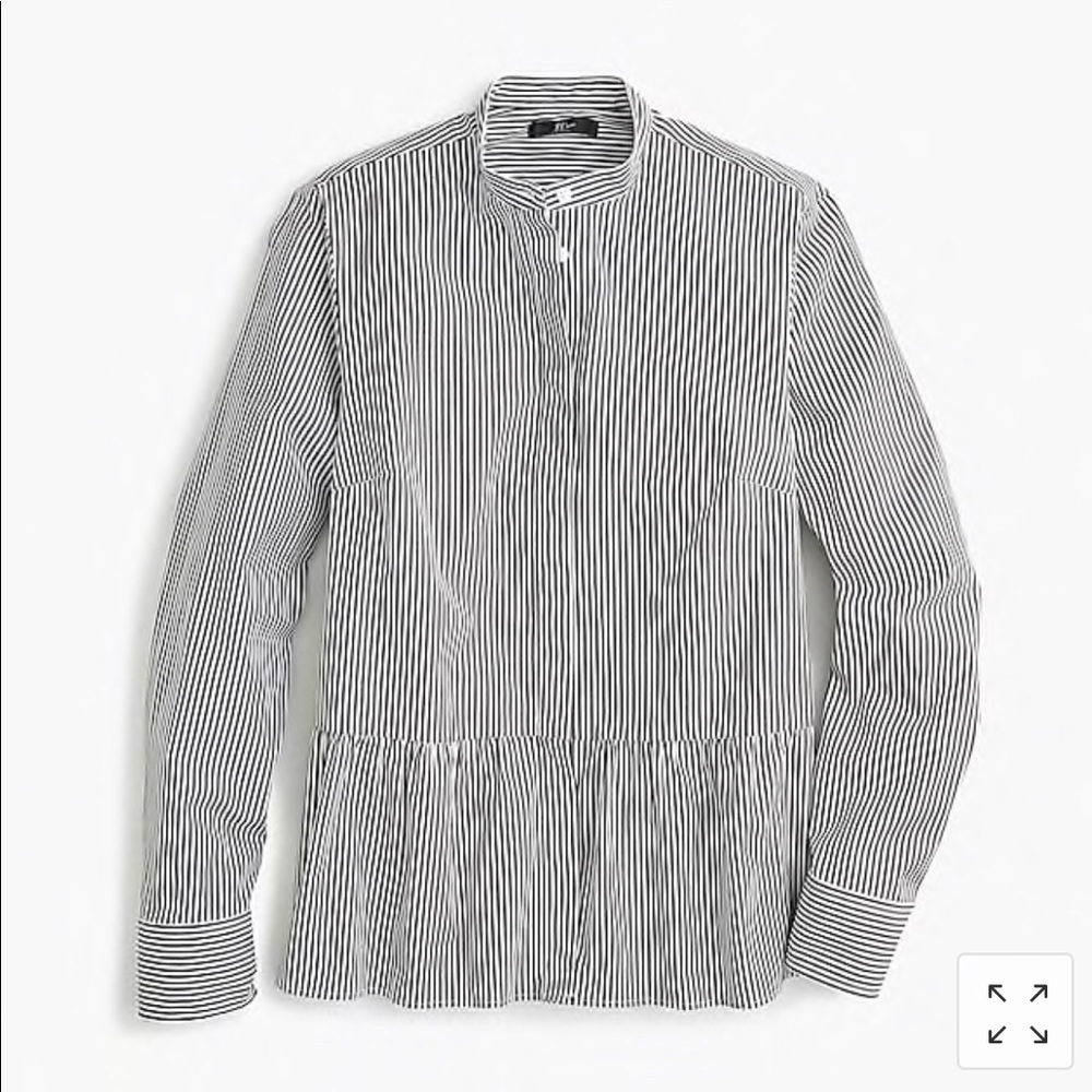 J Crew Stripe stretch button up shirt with peplum